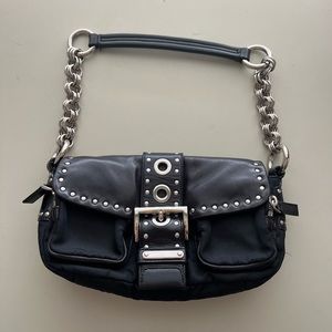 Prada Studded Leather and Nylon Shoulder Bags